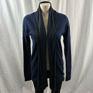 THEORY Salma Cozy Cashmere Jersey Lined Shawl Open Cardigan Two Tone S